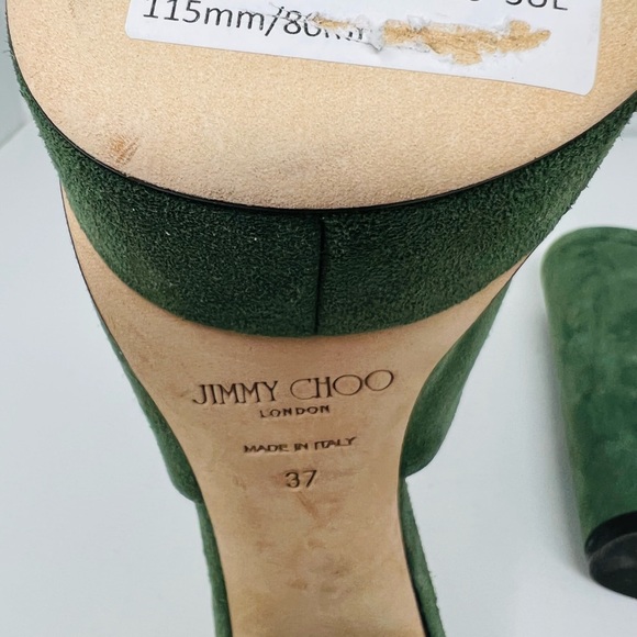 JIMMY CHOO**Green Suede Bethen 115 Platform Sandals**EU 37; US 7**$850 - Picture 9 of 10